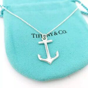 Tiffany & Co. Sterling Silver Anchor 16" Inch Pendant Necklace Pouch